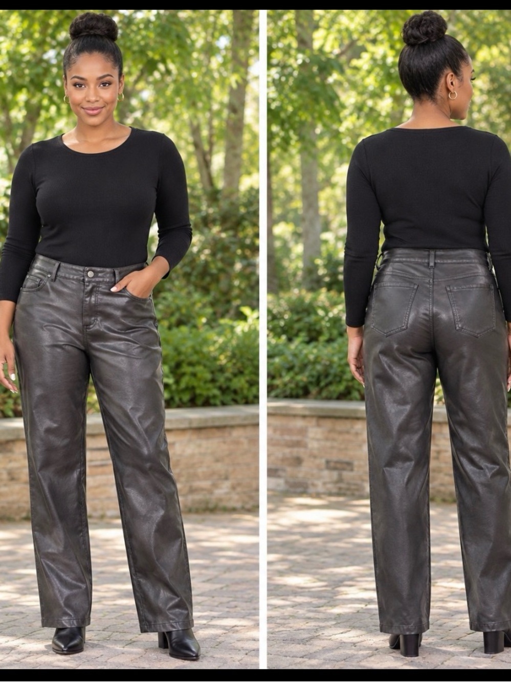 wild fable dark brown Faux Leather Straight-Leg Jeans size 00